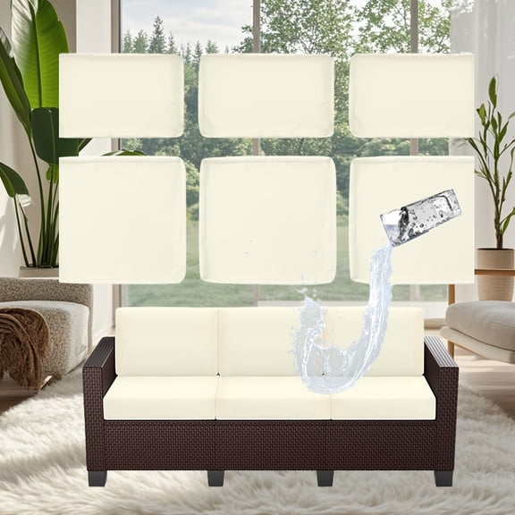 6p/2p Patio Cushion Covers Outdoor Patio Cushions Covers Replacement Waterproof With Zipper For 3pcs Patio Furniture Set, Slipcovers For Outdoor Cushions Christmas Decorations For Home, Covers Only