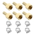 thumbnail image 1 of 6pack Brass Barb Fittings, 3/8" Barb x 3/8" NPT Female with 6pack Clamps for Water Fuel Air, 1 of 6