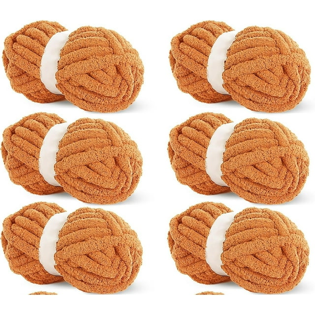 6pack Chunky Chenille Yarn for Blanket, Super Bulky Soft Thick Fluffy
