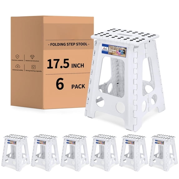 6pack Folding Step Stool 17.5 Inch 400 Lb Weight Capacity Plastic ...