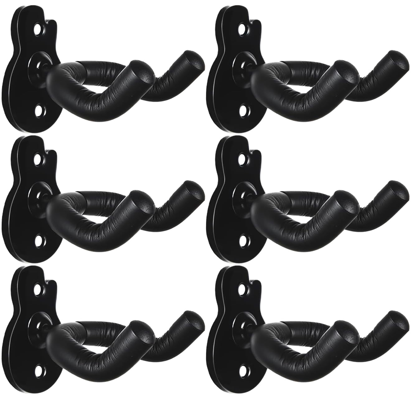 6pack Guitar Wall Mount Hanger Hook Black Metal Holder For Acoustic Electric Bass Ukulele Banjo Mandolin
