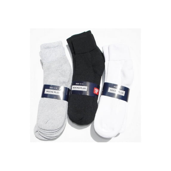 6pack Men's Big Tall Diabetic Ankle Socks Size 13-15 White