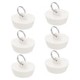 thumbnail image 1 of 6pack Rubber Drain Stopper with Hanging Ring Fits 1-1/2 Inch to 1-3/4 Inch, White, 1 of 6