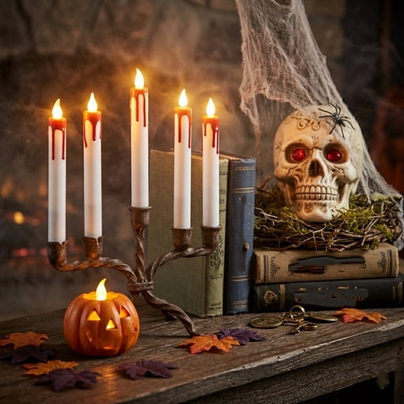 6pack led Halloween Candle with Remote, 9.8" Flameless LED,for Home Decor,Party and Halloween