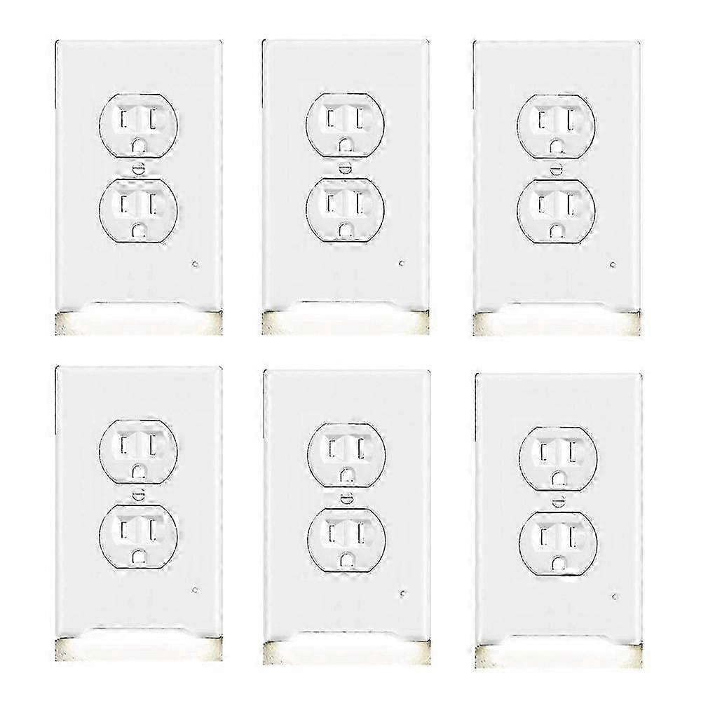 6packs Decor Outlet Wall Plates With Led Guide Night Lights Build On Sensor Electrical Illuminated Plug Plates Covers Plate With Energy Efficient Nigh