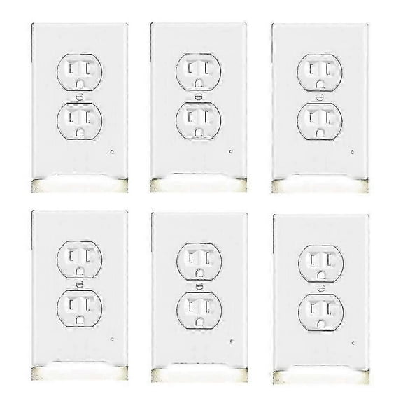 6packs Decor Outlet Wall Plates With Led Guide Night Lights Build On Sensor Electrical Illuminated Plug Plates Covers Plate With Energy Efficient Nigh