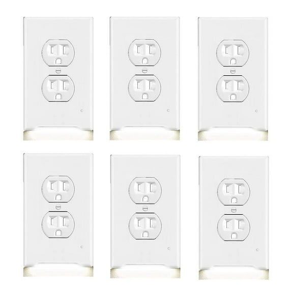 6packs Decor Outlet Wall Plates With Led Guide Night Lights Build On Sensor Electrical Illuminated Plug Plates Covers Plate With Energy Efficient Nigh