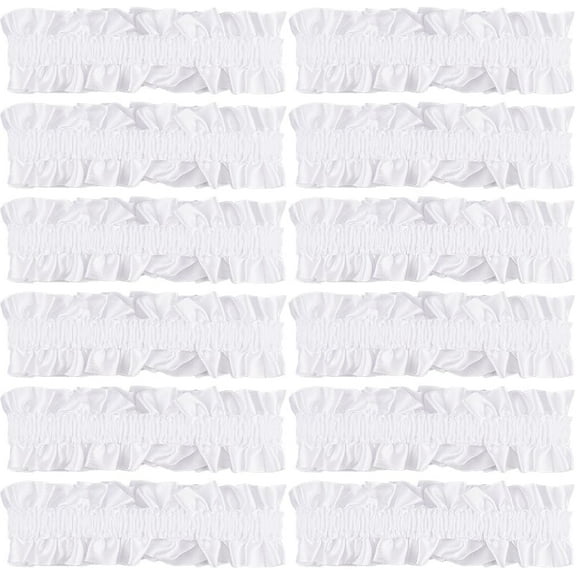 6pairs Polyester Elastic Garters Anti-slip Armbands Garment Accessories White 37mm.