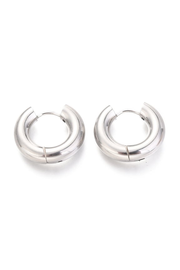 6pairs Resistant 202 Stainless Steel Huggie Hoop Earrings Hypoallergenic Earrings with 316 Surgical Stainless Steel Pin Ring Stainless Steel color 4 Gauge 18.5x21x5mm Pin: 1mm