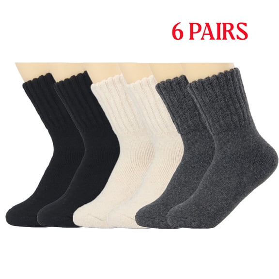 6pairs Women's Winter Boots Socks Thick Warm Cozy Crew Socks Solid Color Gifts, Comfy Stretchy