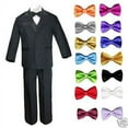 thumbnail image 1 of 6pc 13 Color Boy Black Formal Wedding Party Suits Tuxedo Set + Bow Tie All Sizes, 1 of 5