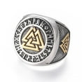 thumbnail image 1 of 6pc 304 Stainless Steel Signet Rings for Men Wide Band Rings Valknut Symbol Silver & Golden Size 7~12 17~22mm, 1 of 4