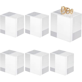 6pc 6Pcs Clear Acrylic Cube 1.6x1.6x1.2 Inch Acrylic Square Display Blocks Square Clear Polished Acrylic Display Cube Acrylic Display Block for Ring Jewelry Showcase Display Holder Base