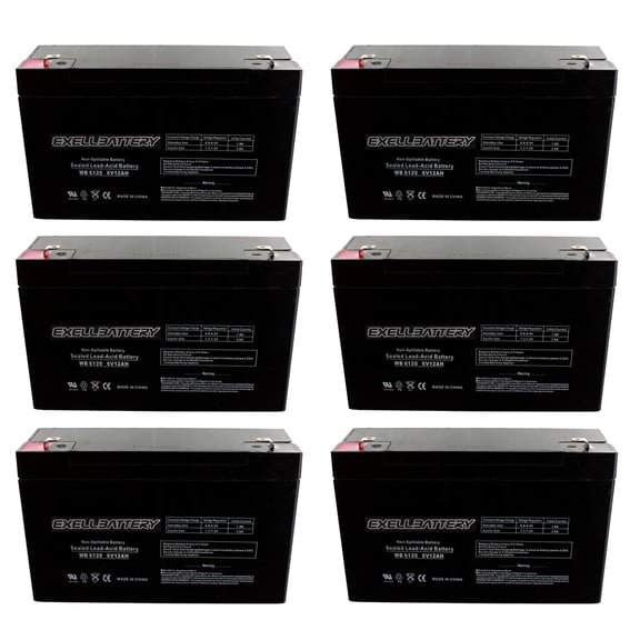 6pc 6V 12Ah SLA F2 Emergency Exit Light Battery Compatible with LITHONIA UB6120