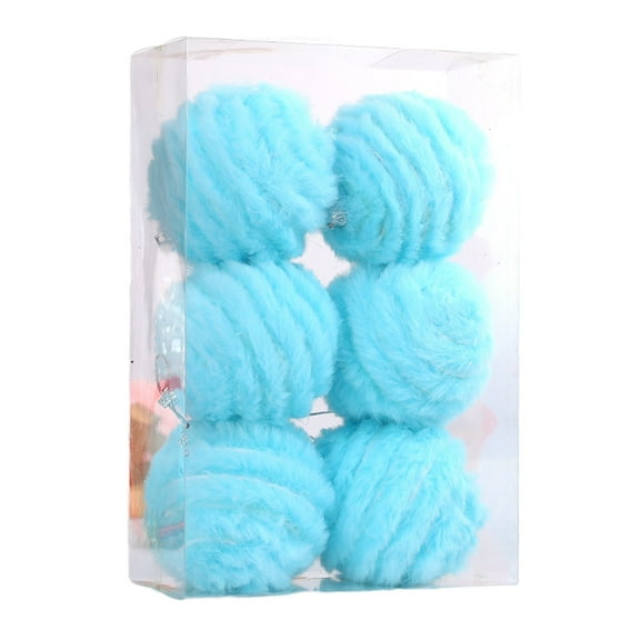 6pc 8CM Plush Christmas Ball Ornaments Xmas Tree Decorations For Home New Year Decor Pink Blue Xmas Tree Pendant Navidad Decor