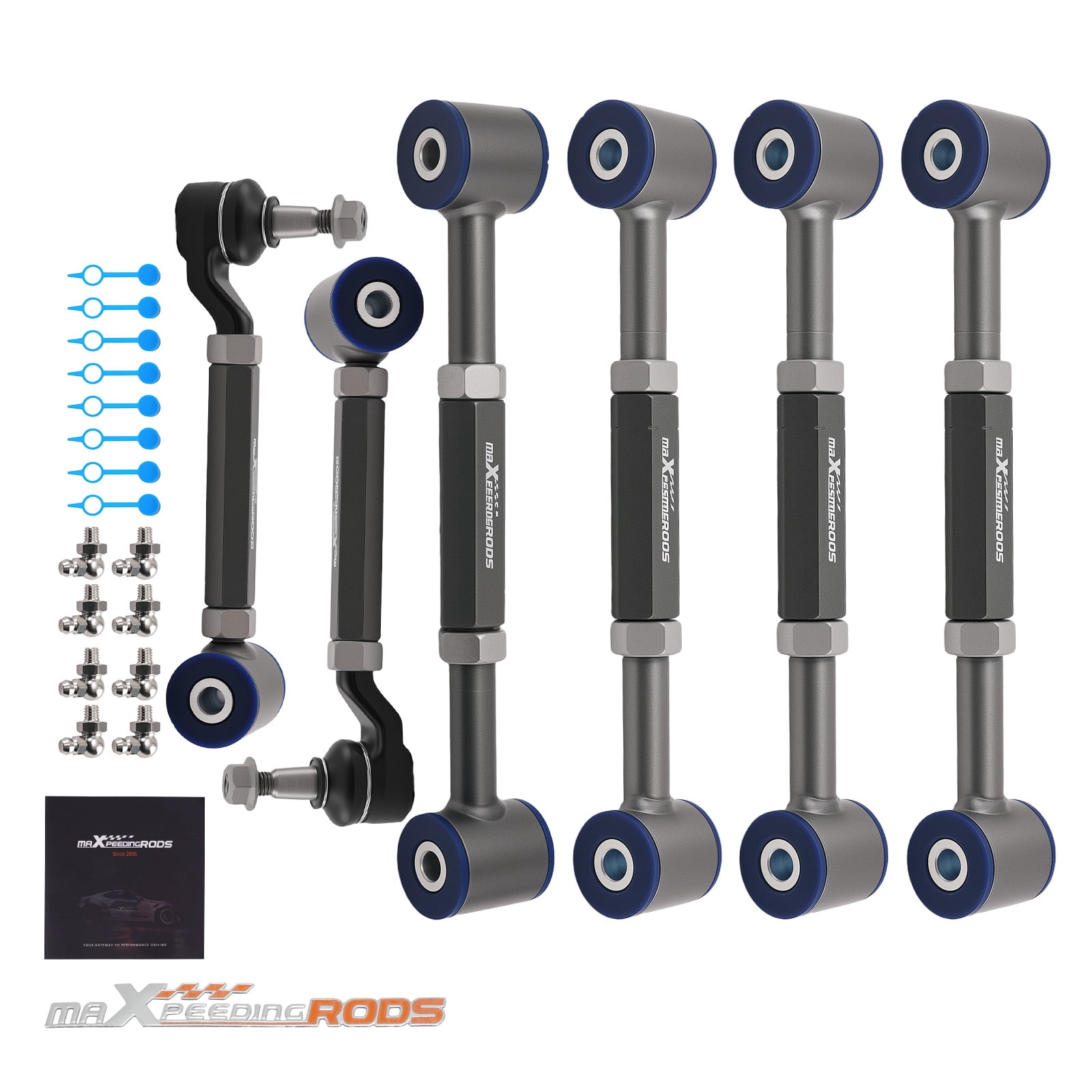 6pc Adjustable Rear Camber & Toe Control Arm Kit w/ Poly Bushings for ...