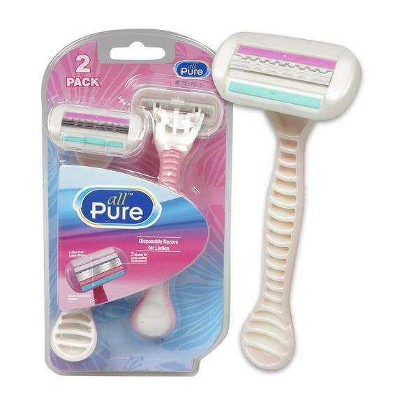 6pc All Pure Womens 3 Blade Swivel Razor Pack Lubricating Strip