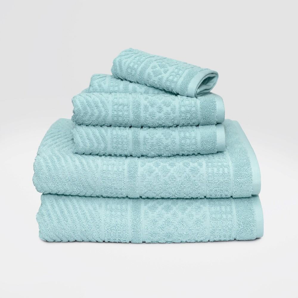 6pc Apothecary Bath Towel Set Turquoise - LOFT by Loftex - Walmart.com