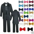 thumbnail image 1 of 6pc Baby Kid Boy Wedding Formal Black Vest Tail Tuxedo Suits with extra Bow S-18, 1 of 1