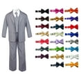 thumbnail image 1 of 6pc Baby Toddler Boy Teen Formal Party Suit w/ Satin Bow tie Medium Gray Sm-20, 1 of 4