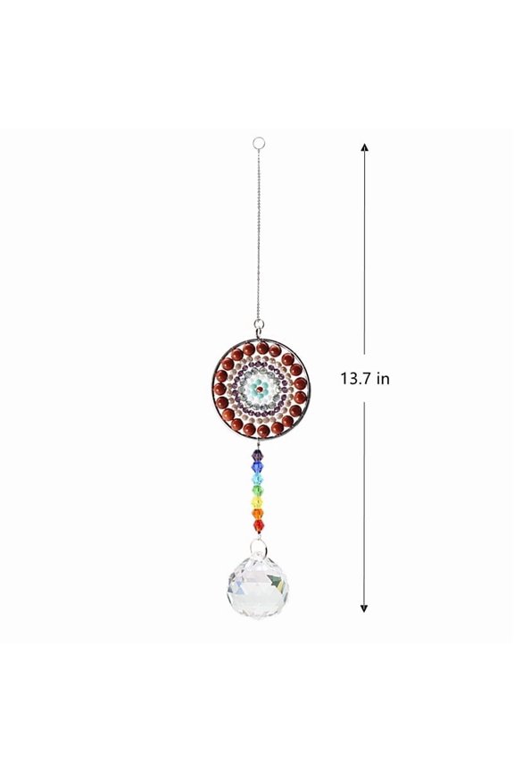 6pc Big Pendant Decorations Hanging Sun Catchers Chakra Theme K9 Crystal Glass Teardrop Chocolate 34.8cm