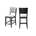 6pc Black Finish Gray Fabric Upholstery Counter Height Chair Dining