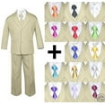 thumbnail image 1 of 6pc Boy Kid Teen Formal Wedding Khaki Stone Suit Tuxedo Extra Satin Necktie 5-20, 1 of 6