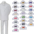 thumbnail image 1 of 6pc Boy Teen Formal Wedding Party White Tuxedo Suit Vest Sets Satin Bow Tie 8-20, 1 of 1