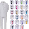 thumbnail image 1 of 6pc Boy Teen Formal Wedding Party White Tuxedo Suit Vest Sets Satin Necktie 5-20, 1 of 2
