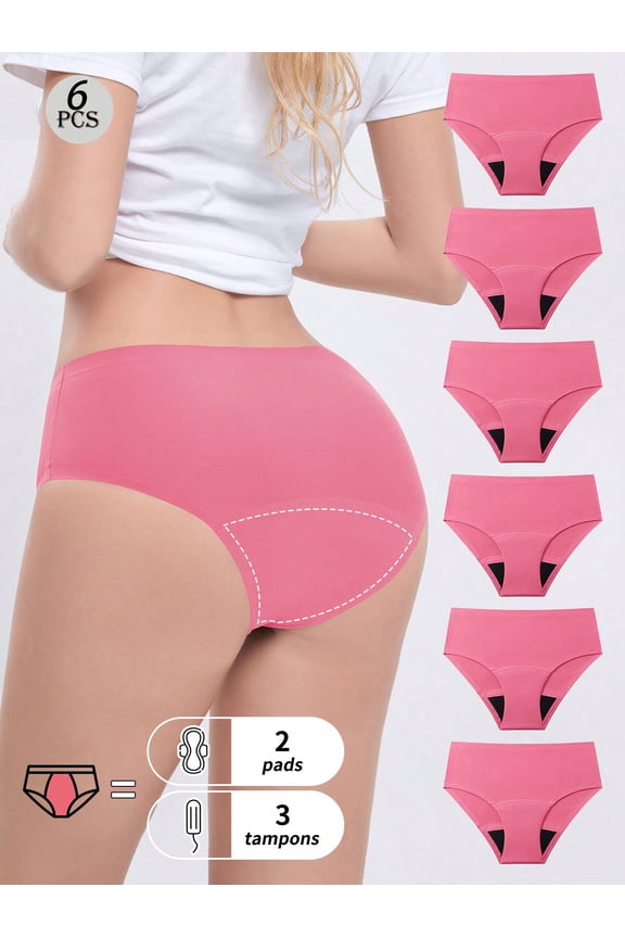 6pc Christmas Red Underwear Women's Seamless Physiological Leak Proof Underwear Comfortable Elastic Close Fitting Underwear Menstrual High Flow Anti Side Leakage Underwear