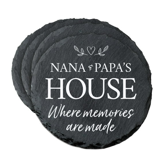 6pc Coaster Set Kitchen and Tabletop Decorations 4x4 Gift for Nana & Papa's House