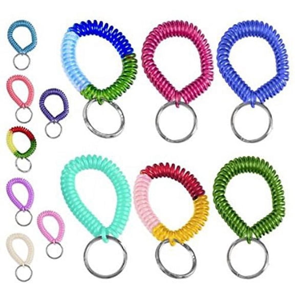 6pc Coil Stretch Wristband Keychain - Bright Pearlized Colors - Gym, Pool, ID...