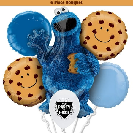 6pc Cookie Monster Sesame Street Balloon Party Kit - Birthday Party Decoration Supplies