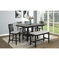 thumbnail image 1 of 6pc Counter Height Dining Room Set Open Shelf Table Chairs Bench Black and Grey Finish, 1 of 9