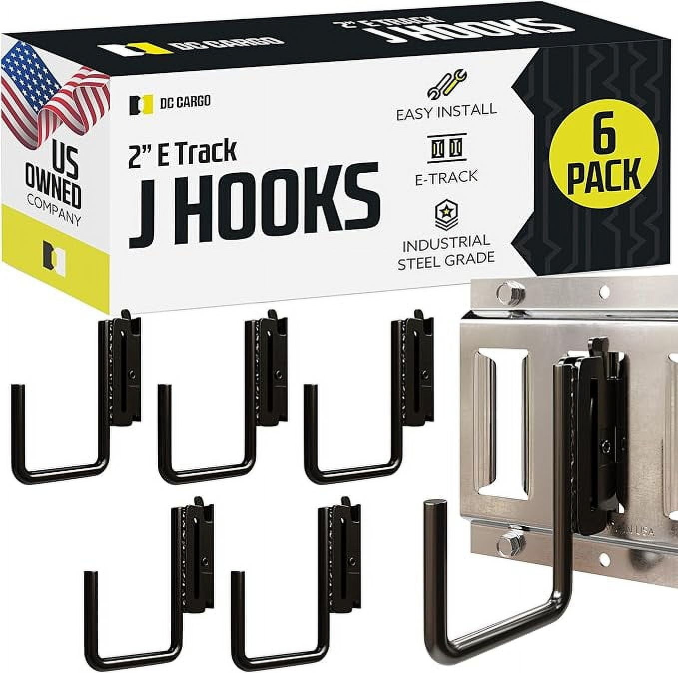 6pc E-Track Hooks, E-Track Accessories , 2 Inch Etrack J Hooks ...
