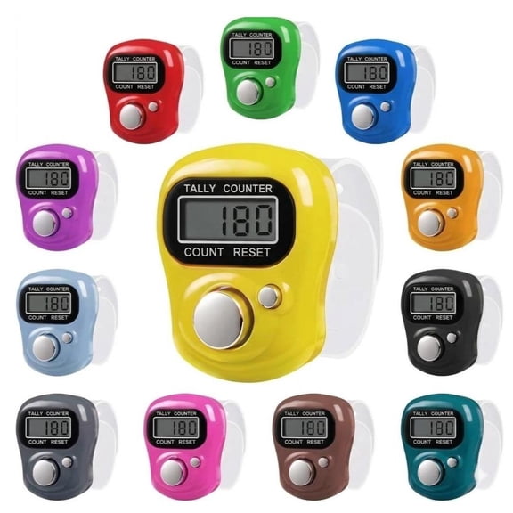 6pc Electronic Finger Counter with 5-Digit LCD Display, Digital Hand Tally Clicker with Adjustable Ring Strap, Handheld Counting Tool for Prayer Hajj Umrah, Sports, Golf, Knitting, Inventory Counting