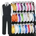 thumbnail image 1 of 6pc Formal Baby Boy Toddler Black Vest Necktie Suit w/ Extra Color Vest Set S-7, 1 of 1