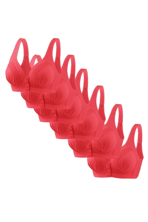 6pc Front Closure Nursing Bras for Women Plus Size Comfy Breathable Everyday Bras Solid Cozy Wireless Bralettes for All Seasons