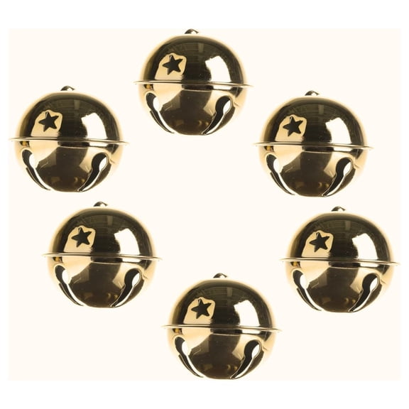 Factory Direct Craft Gold Sleigh Bells, Set of 6, 2.75 Inch Metal Christmas Craft Bells