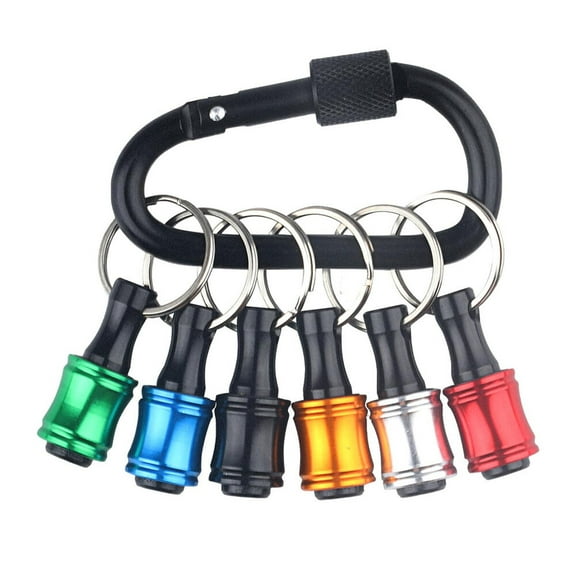 6pc Hex Shank Drill Screwdriver Bits Holder Key Chain Buckle Extension Bar Sets
