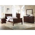 thumbnail image 1 of 6pc Louis Philip Transitional Twin Size Bedroom Set Panel Bed Dresser Mirror Chest 2x Nightstands Cherry Brown Finish Wooden Furniture, 1 of 7