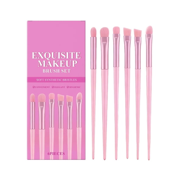 6pc Makeup Brush Set With Handle And Synthetic Bristles Achieve A Natural Finish