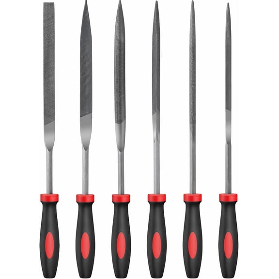 6pc Metal Small Needle Hand File Tool Set Kit. Fine Micro Steel Files. Flat, Half, Round & Triangle for Crafts, Metal & Wood Work.