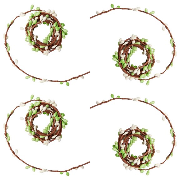 Factory Direct Craft Spring Green and Cream Pip Berry Rope Garlands, Set of 6, 72 Inch Spring Primitive Garlands