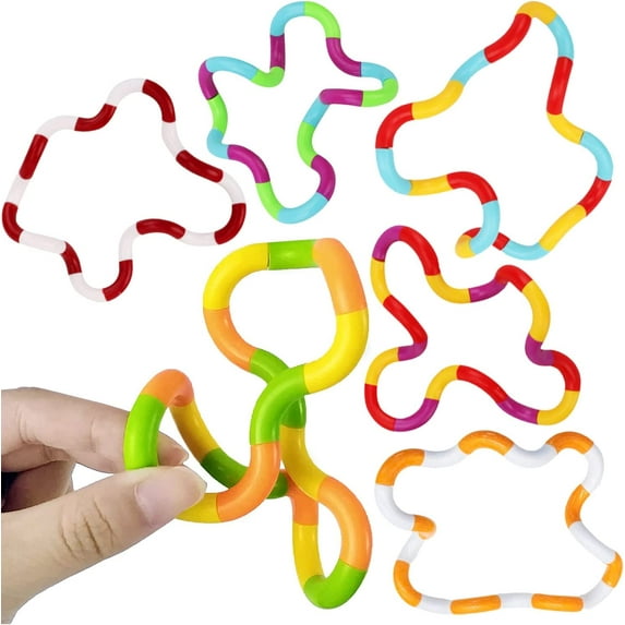 6pc Multicolored Fidget Toys for Kids, Boys, Girls, Adults - Best Sensory Items for Autism, Relaxation, Stress, Decompression - Squeeze, Twist, Chain Spinner Alternative Gift