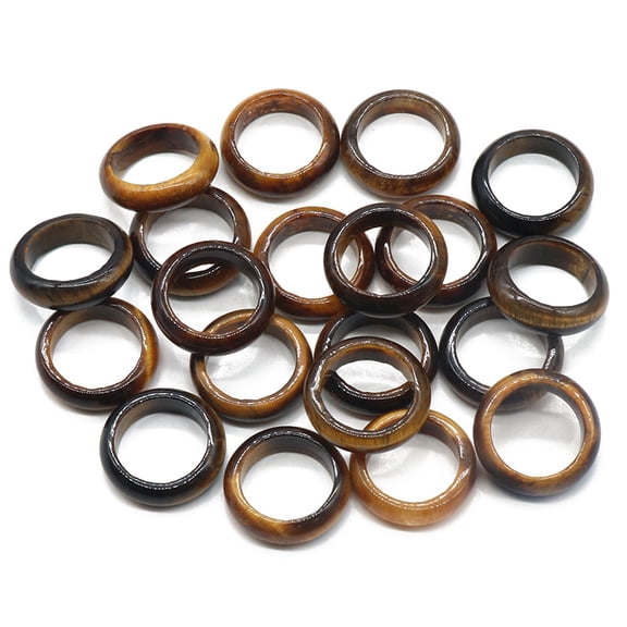 6pc Natural Tiger Eye Plain Band Rings Inner Diameter: 18~20mm