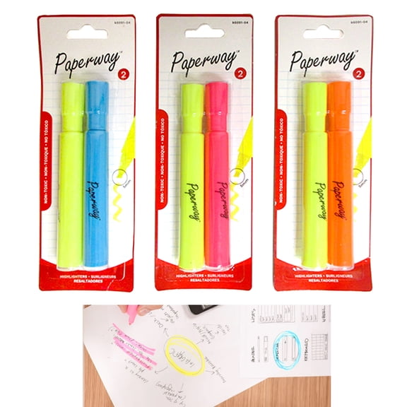 4pc Neon Color Highlighter Pen Markers Chisel Tip Fluorescent Note Taking Office