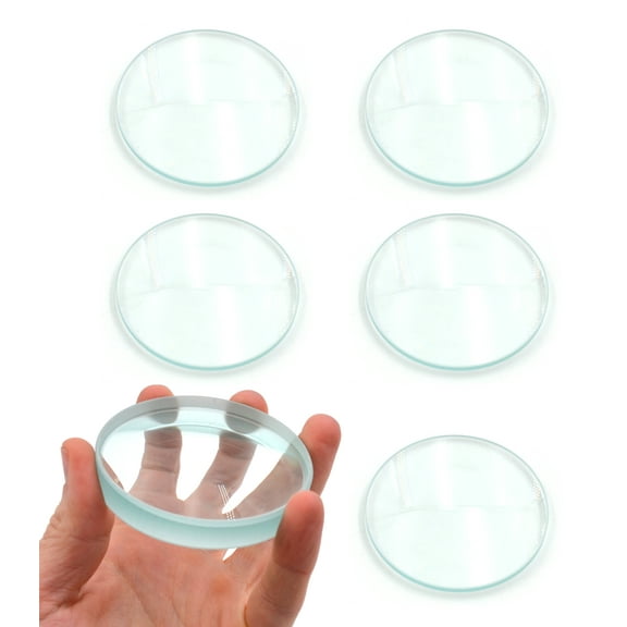 6pc Optical Lens Set, 3" - 200mm, 300mm, 500mm Focal Lengths - 3 Double Convex & 3 Double Concave, 3" (75mm) Diameter Lenses - Optically True Glass - Ground, Beveled Edges - Eisco Labs