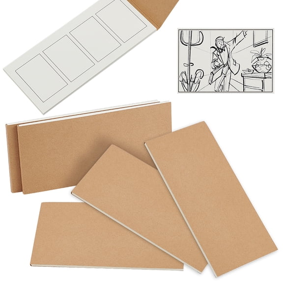 6pc Paper Blank Comic Book Storybook Notepads Rectangle Wheat 185x81.5x6mm