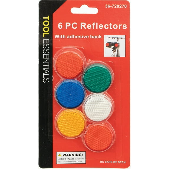 6pc Round Reflectors, Assorted Colors